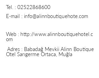 Alinn Boutique Hotel iletiim bilgileri